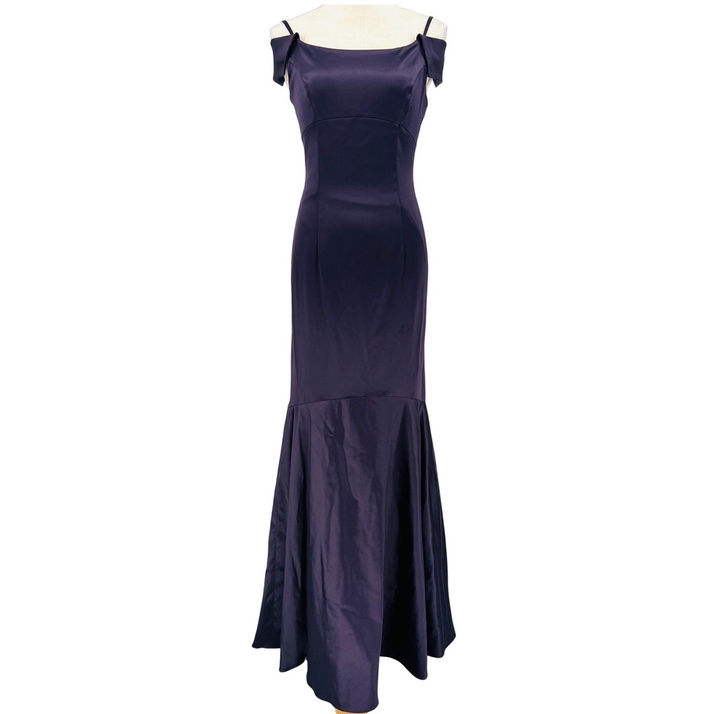 Adrianna Papell Purple Satin Mermaid Gown Old Hollywood Glamour Womens Size 4‎